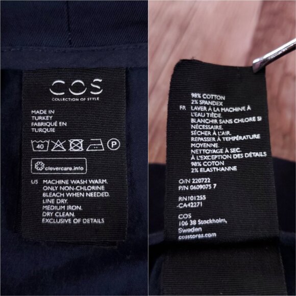 COS Womens Size 4 High Waist Belted Cropped Tapered Pants Navy Blue Minimalist - Picture 11 of 12